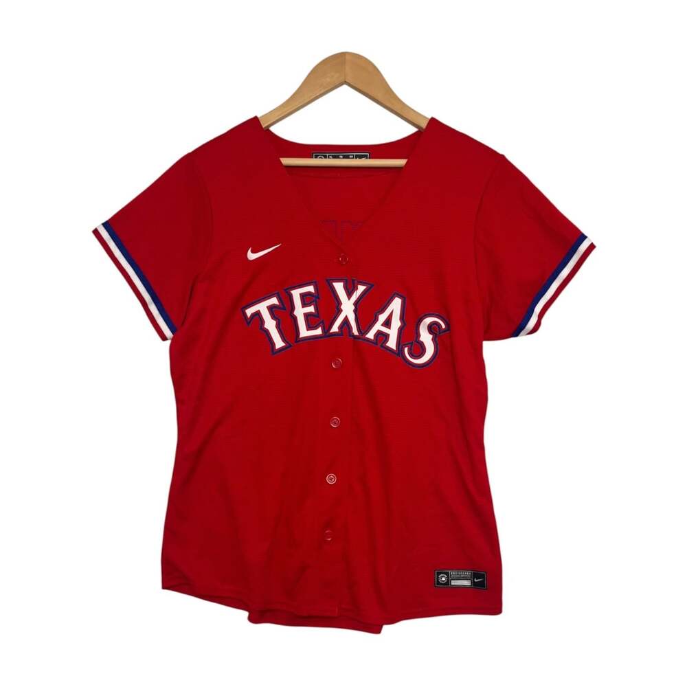 Nike Texas Rangers Jersey Womens XL Red Thompson 16 MLB Baseball Athletic Sporty